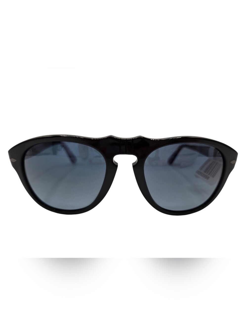 Persol Black Frame Sunglasses with Blue-Gray Lenses